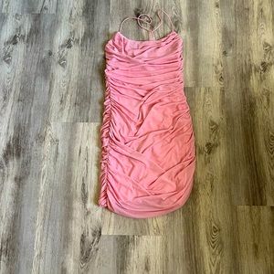 Pink dress, ties in the back